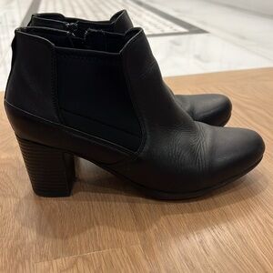 Clarks Black Heeled Boots, size 8